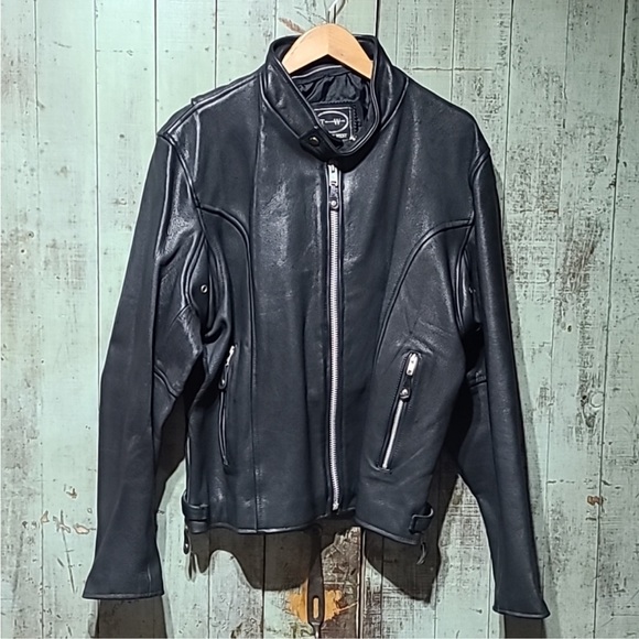 Tannery West Black leather Jacket. NWOT. XL Slimfit - Picture 1 of 10
